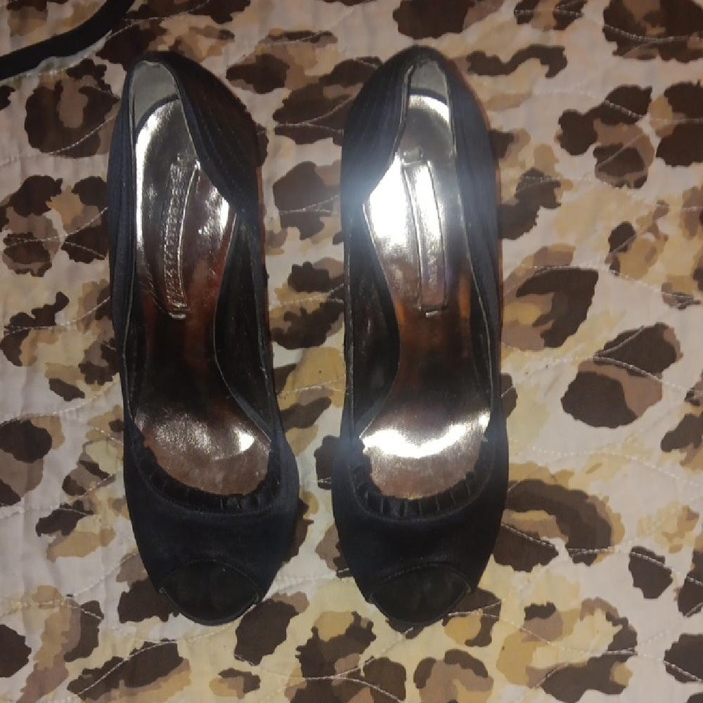 BCBGeneration Black Peep-Toe Heels